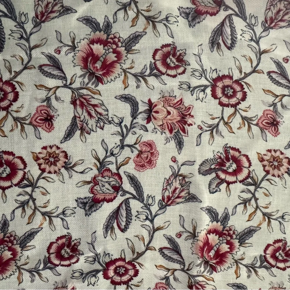 LOFT Floral Print Lightweight Scarf in White and Pink